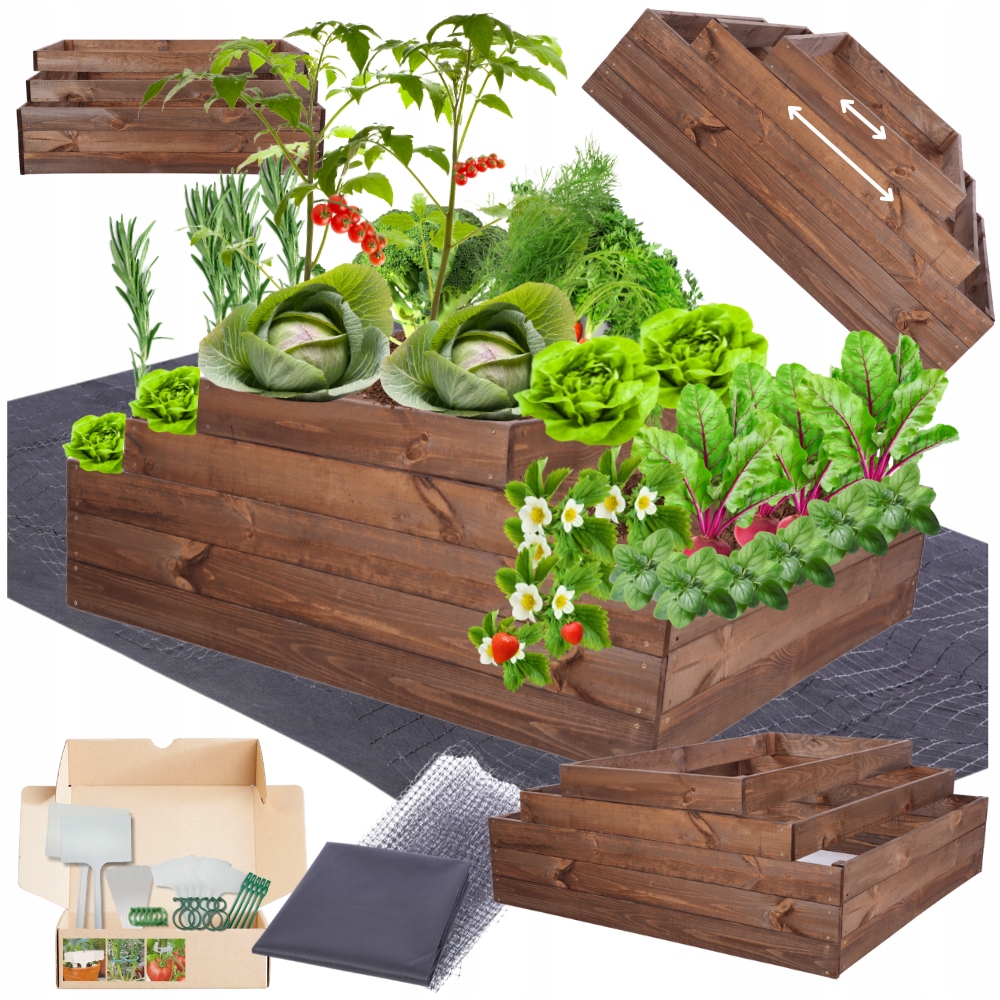 Zeleninový Záhon kaskádový, nastavitelný box na zeleninu, impregnace 45x120x120