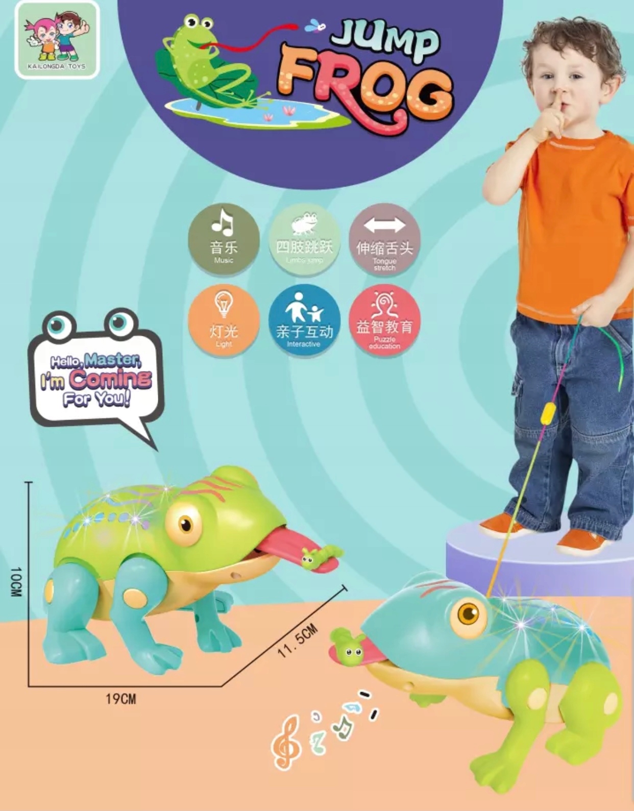 Żaba żabka interaktywna zabawka świecąca skacząca interaktywna chodząca Materiał plastik