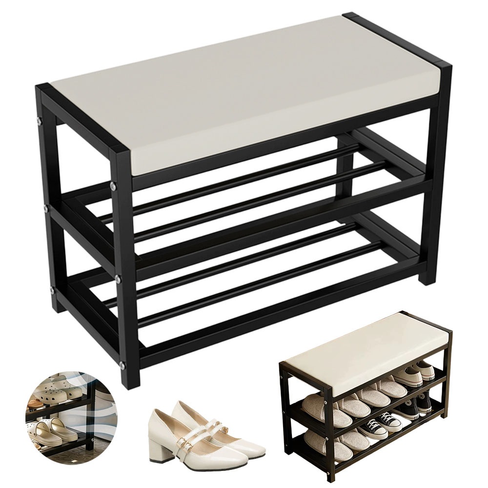 Lavička na boty a sedák 80x25x43 cm – s úložným prostorem, ocel