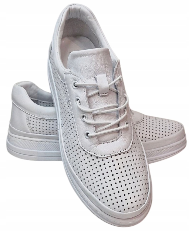 Modo RW010 Bílé ažurové polobotky – lehké/kůže/lico vel. 40