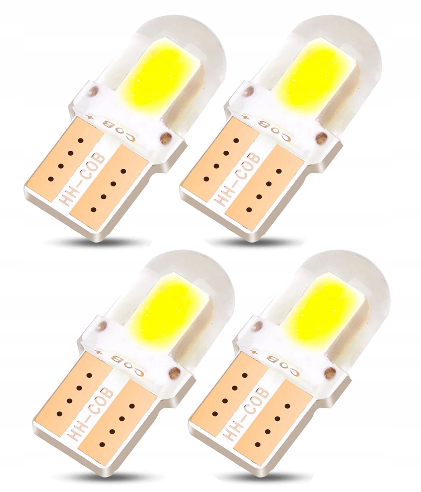 4X ЛАМПОЧКА СВЕТОДИОД LED W5W COB 2 ДИОДИ 4-CHIP T10 СИЛИКОН фото 1