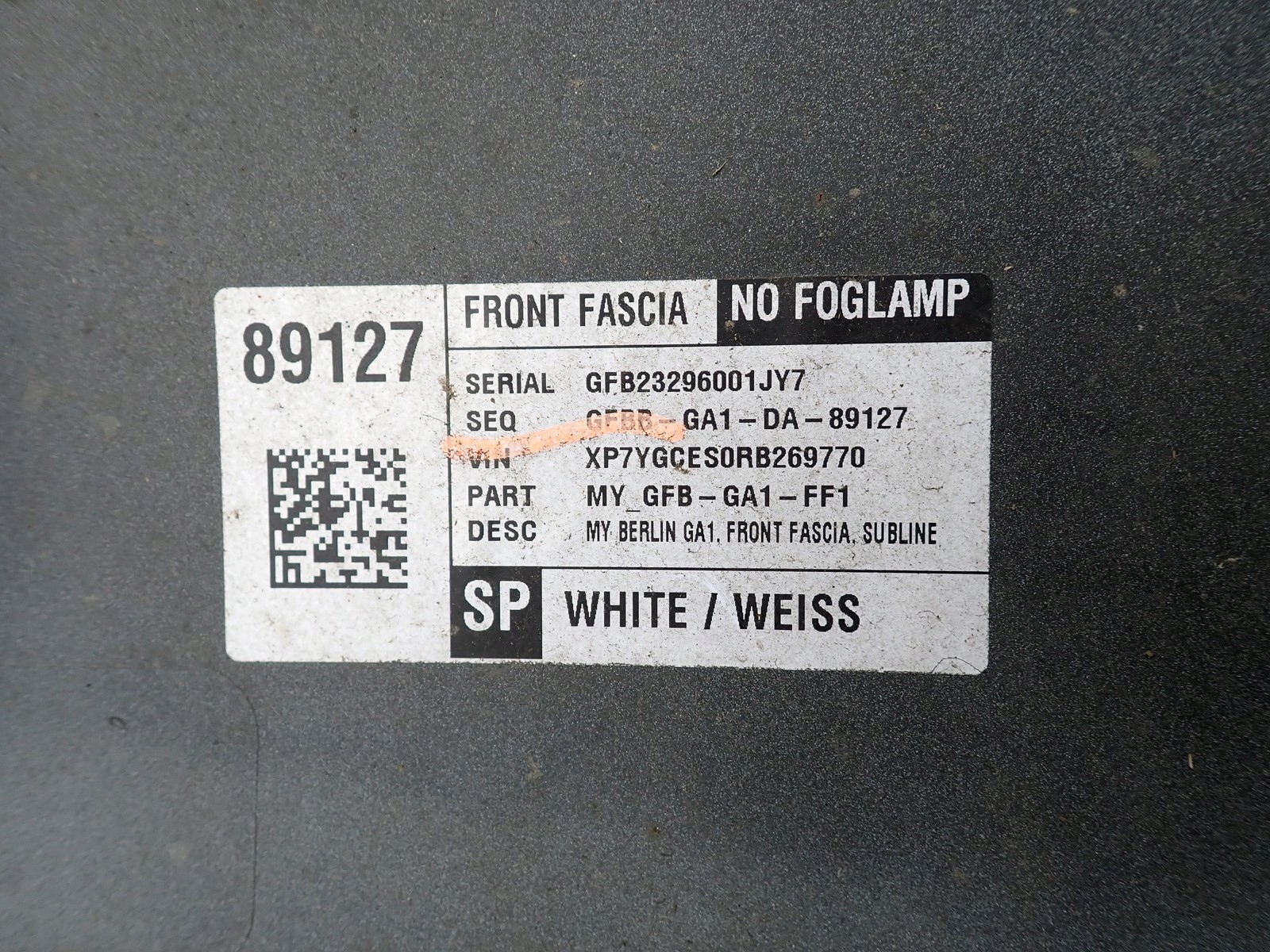 bumper front front TESLA MODEL Y 2019- 1540101-06-C