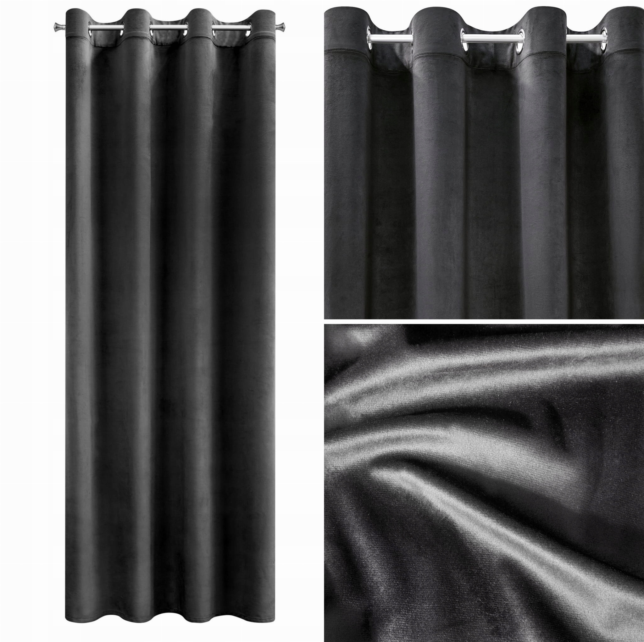 

Zasłona Velvet 140x250 Przelotki Melanie czarny