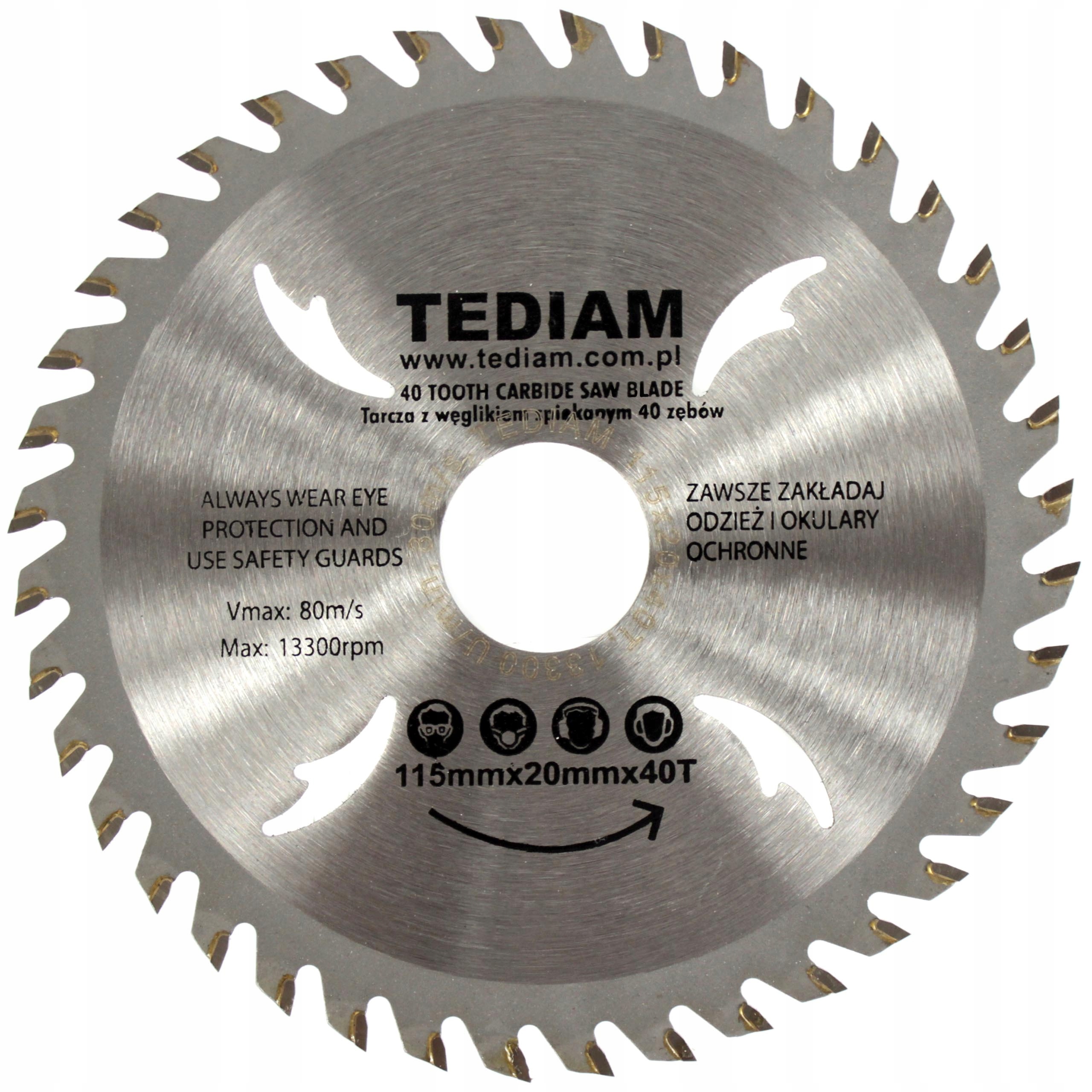 

Tarcza widiowa do drewna widia 115x20 T40 Tediam