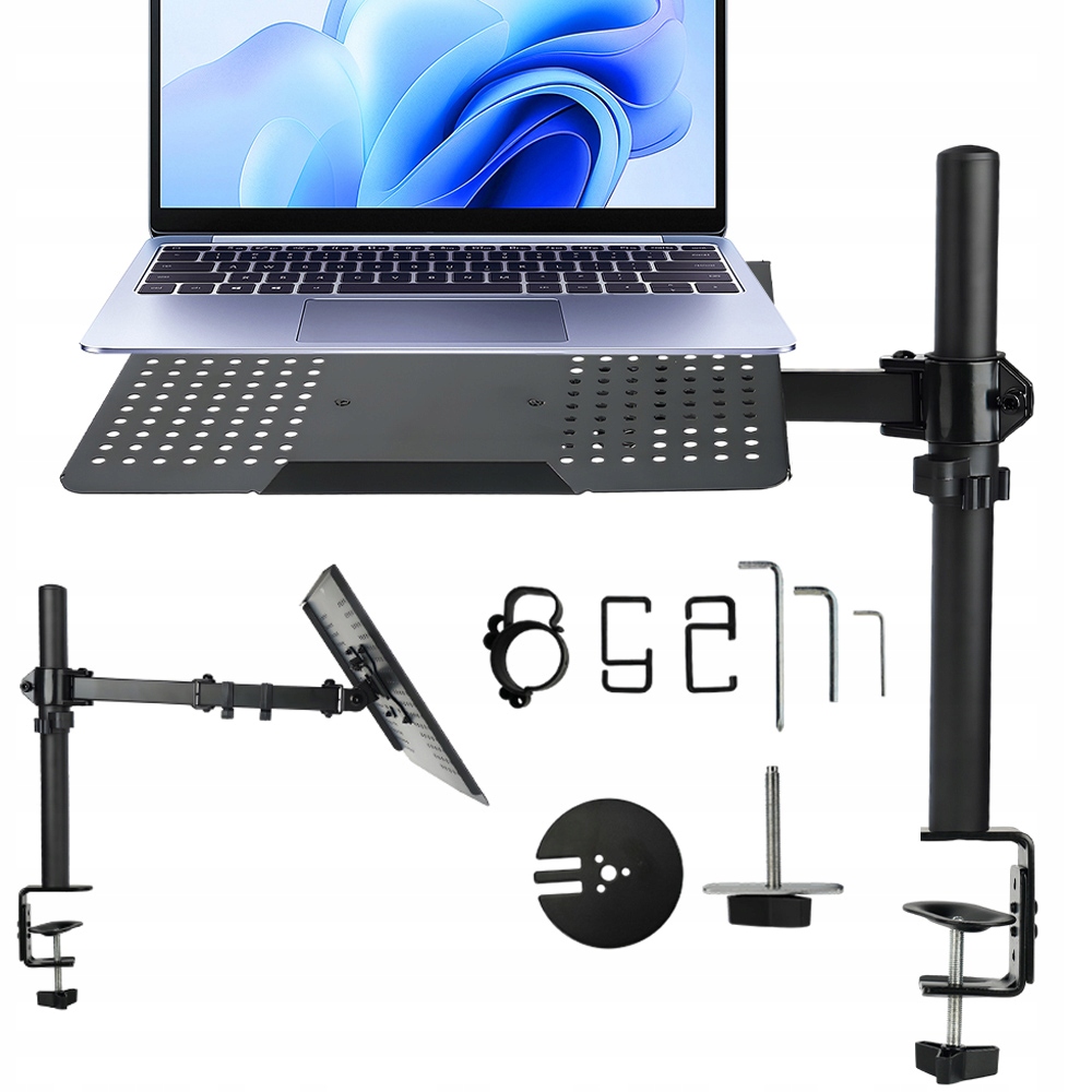 Regulovatelný Držák Na Monitor 13"-32" A Notebook 16" Vesa Otočný Černý