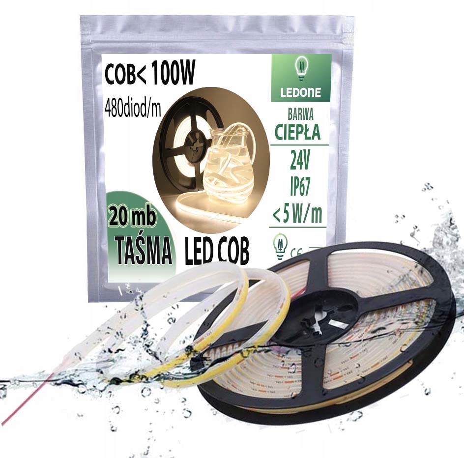 Led páska Cob 24V 5w/m IP67 Neon termococon voděodolná linka 20MB