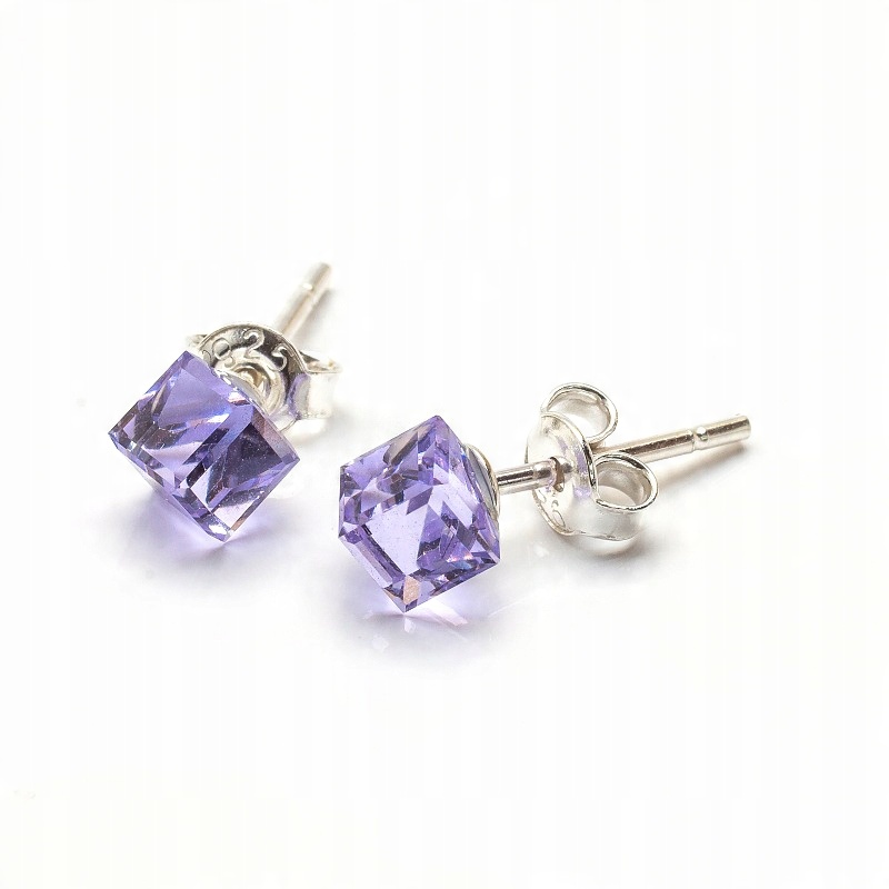 

Srebrne 925 Kolczyki z kr. Swarovski Cube 4mm Vio
