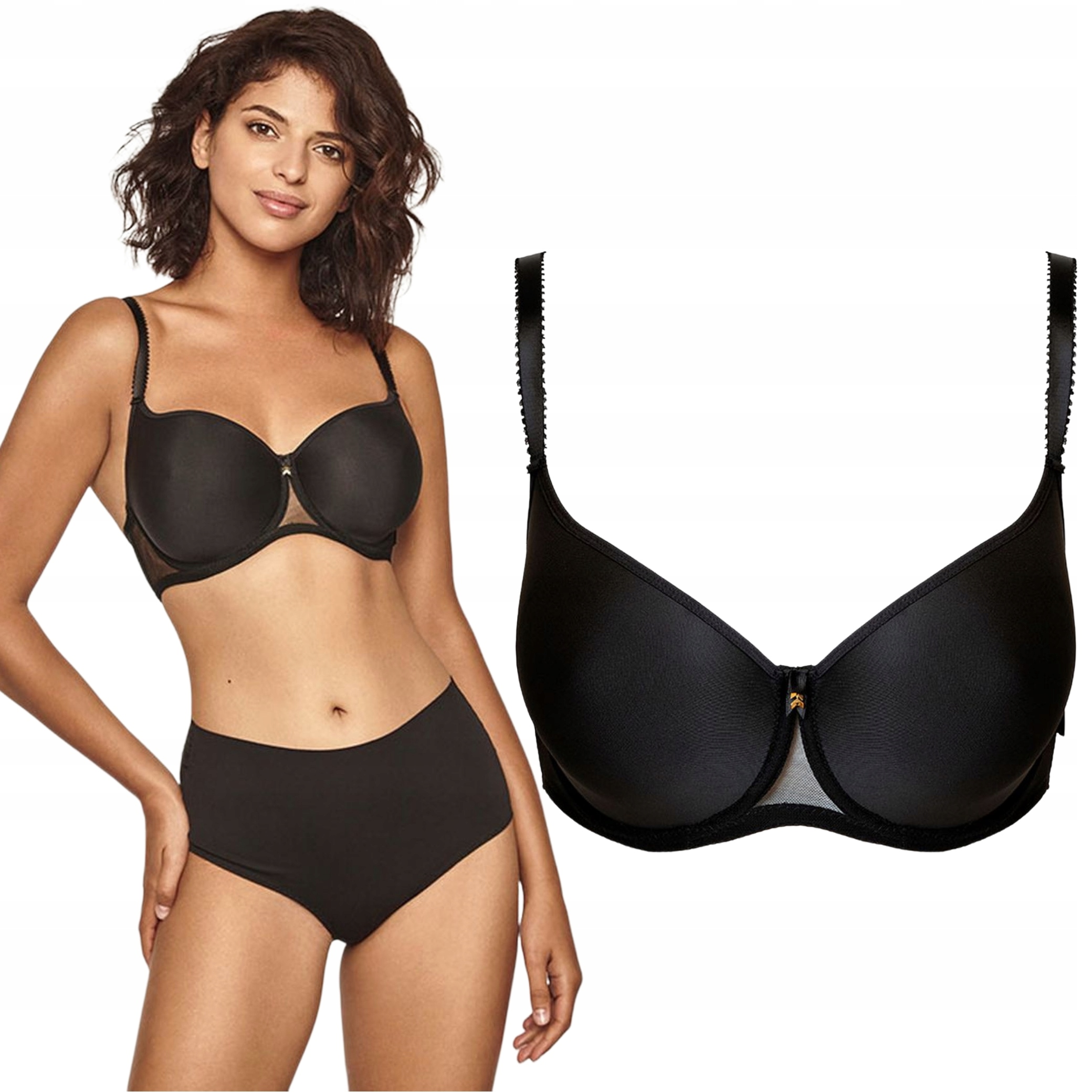 Dalia Spacer K17 czarny usztywniany biustonosz gładki 75E