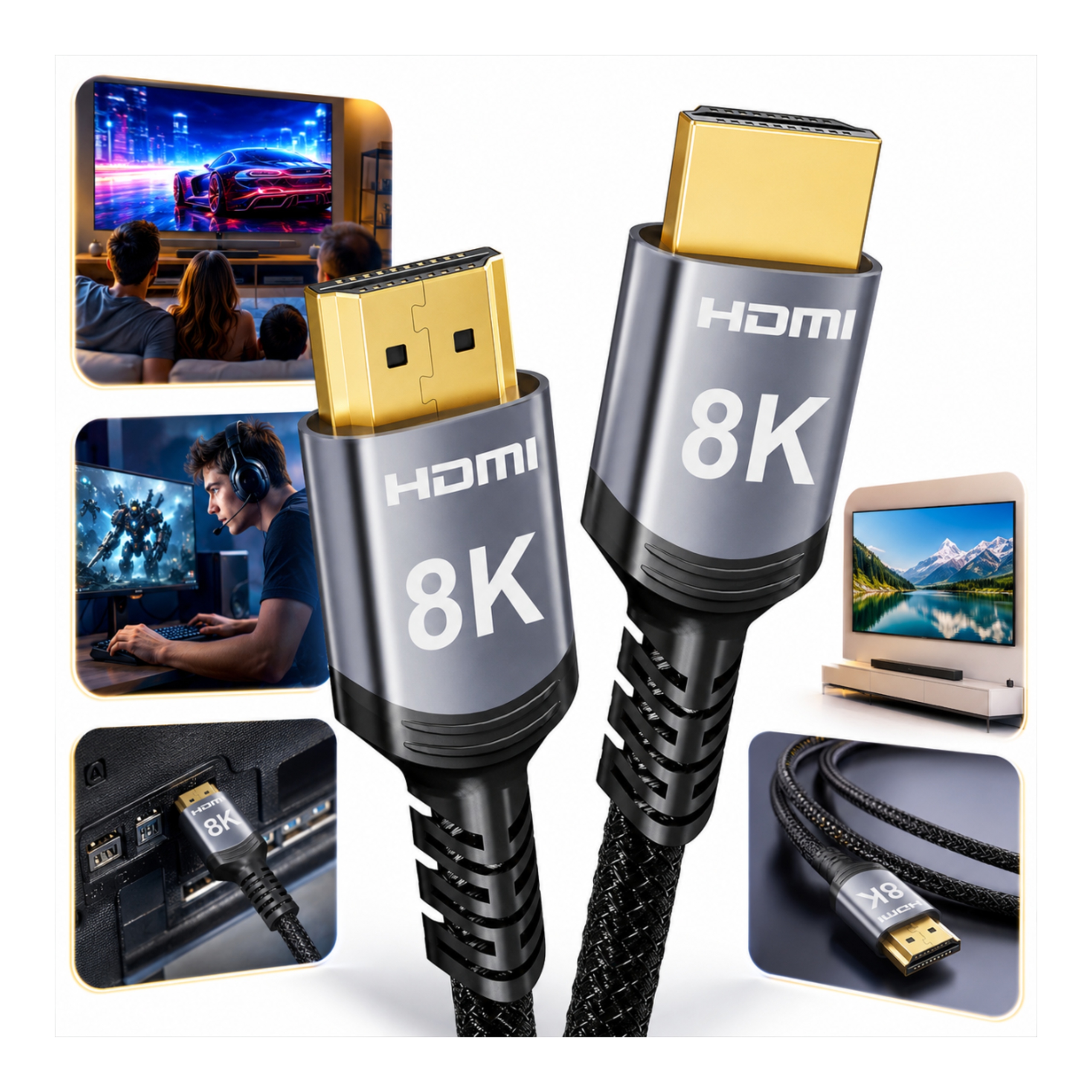 Kabel Hdmi 8K 2.1 60Hz 4K 120Hz 48Gbps eARC Wysokiej Prędkości Do Gier 20m