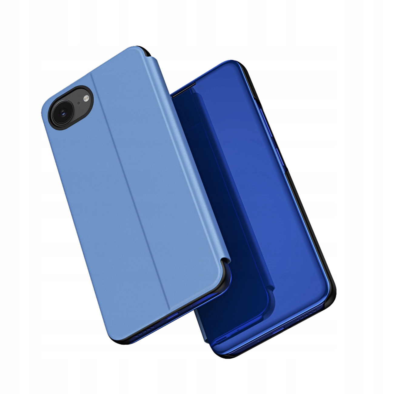 Etui Clear View Case na iPhone 16e 17e pokrowiec z klapką niebieskie
