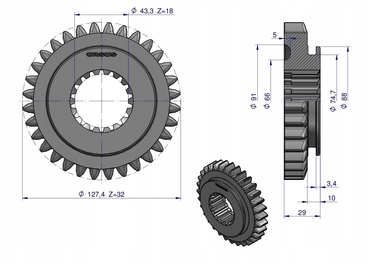 Koło 4-biegu MF4 ORYGINAŁ URSUS Numer katalogowy części 1683360M1U