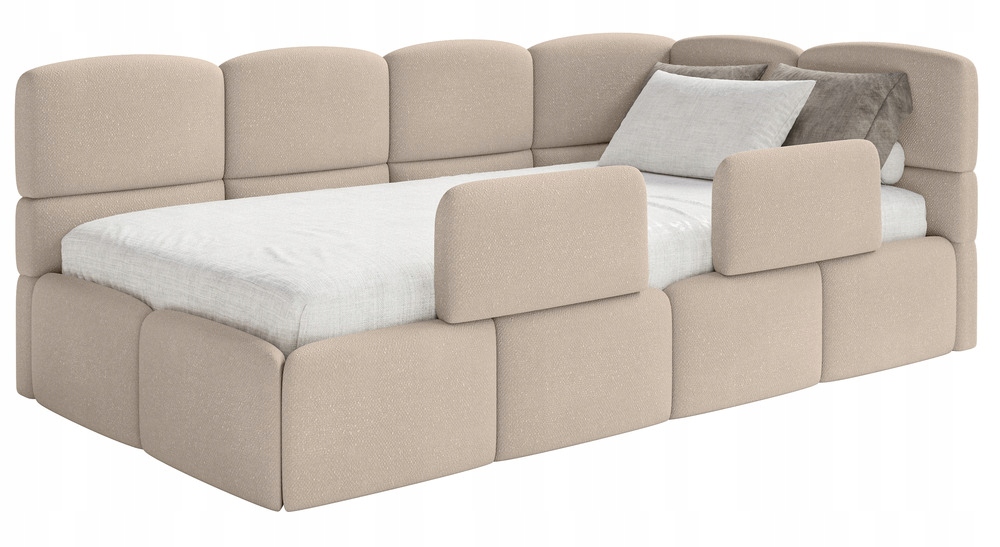 Postel pro mláděž 120x200 cm Cloudy béžová šenilová matrace s pravými zábranami