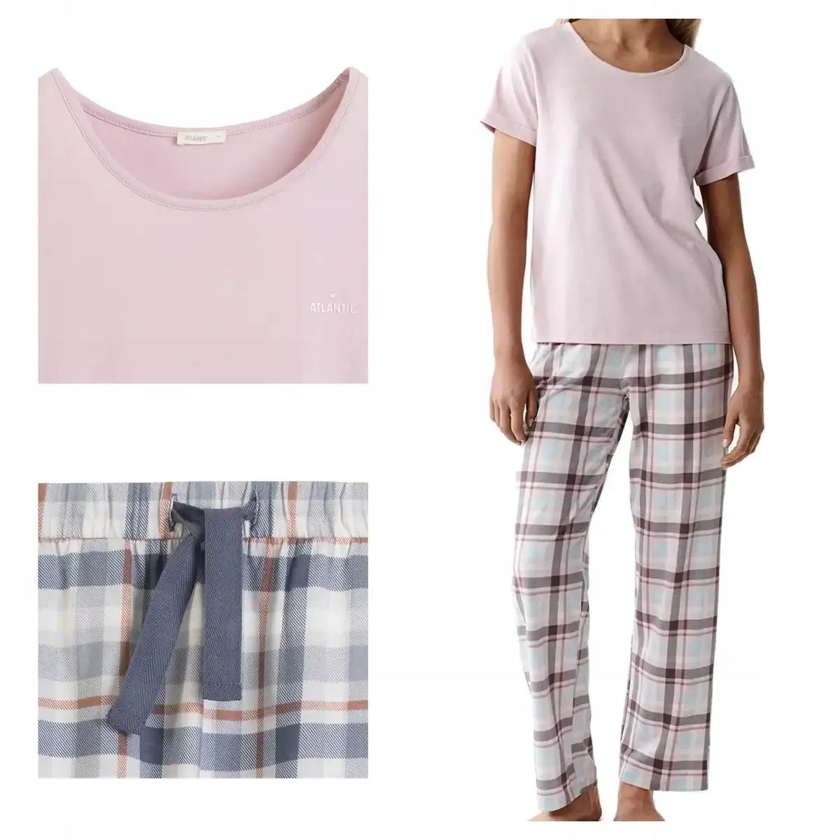 Atlantic Dámské pyžamo modal bavlna krátký rukáv Nlp 513 pudrová růžová XL
