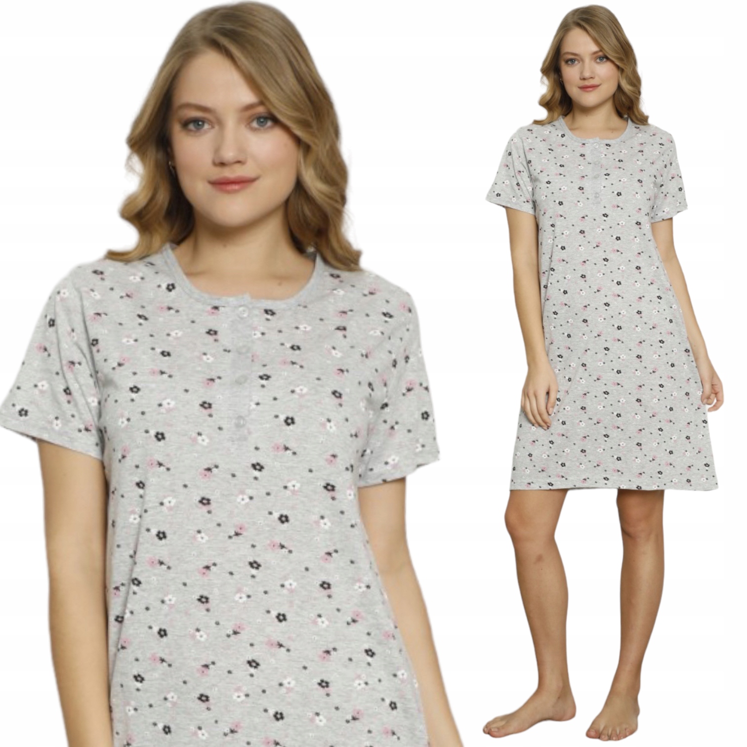 

Koszula Nocna Krótki Rękaw /4 Guziki /100%BAWEŁNA