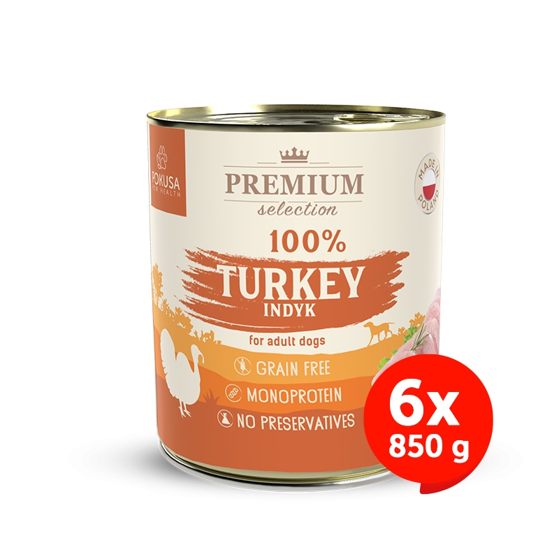Pokusa Premium Selection Karma 100% indyk 6x 850g