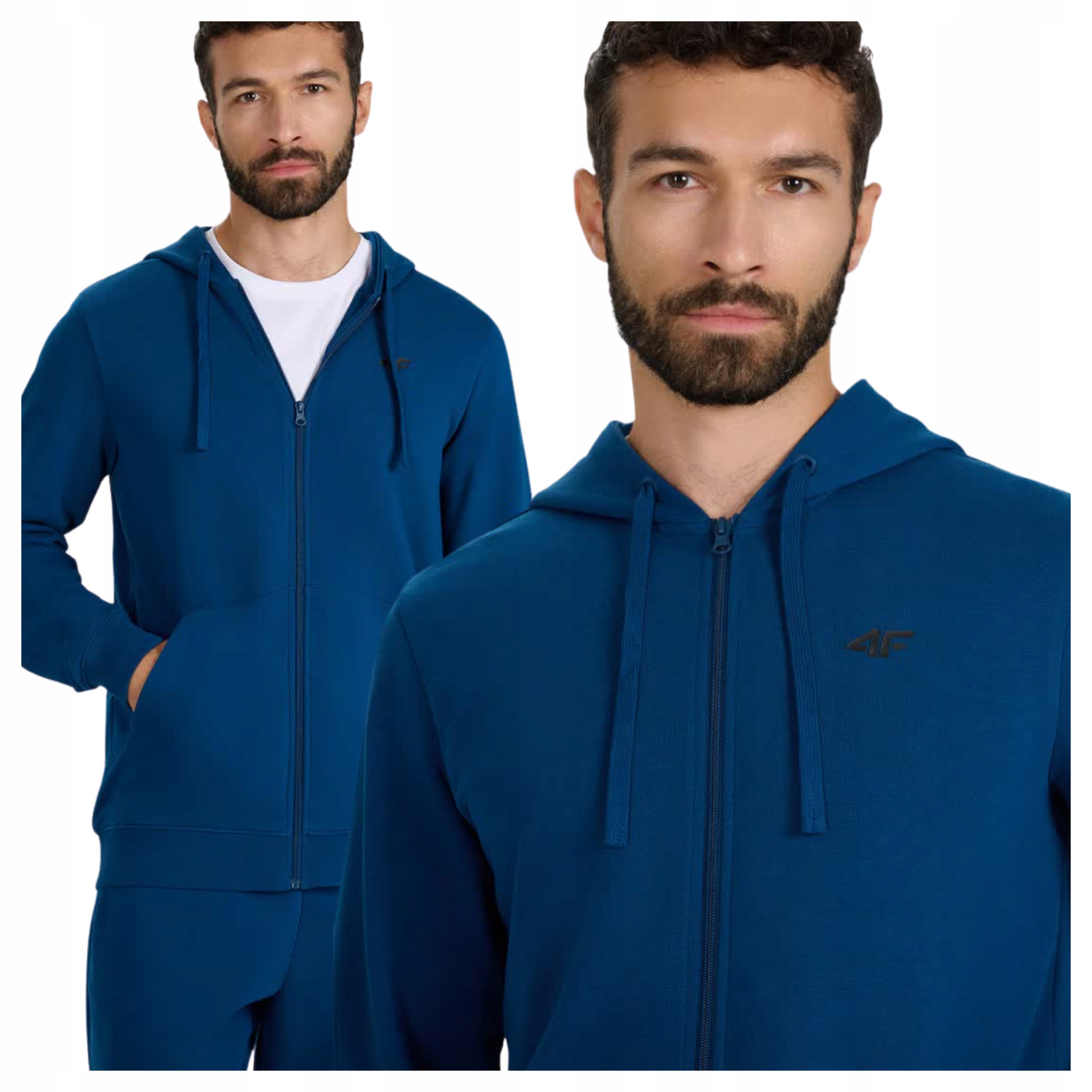 Mikina 4F Pánská Sportovní Tepláková S Kapucí Pro Každodenní Nošení, Teplá, Rozepínací