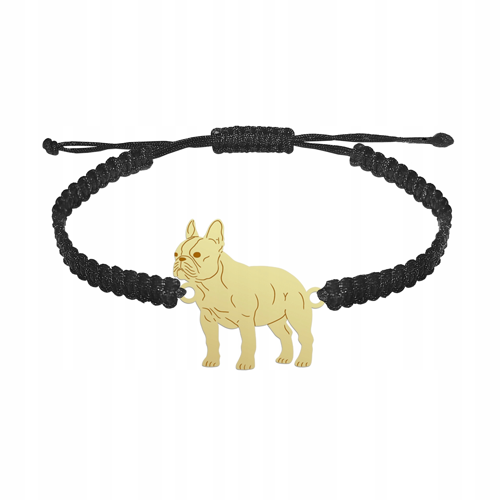 Zlatý náramek Francouzský buldoček 925 Dárek Makramé Gravírování Bonus