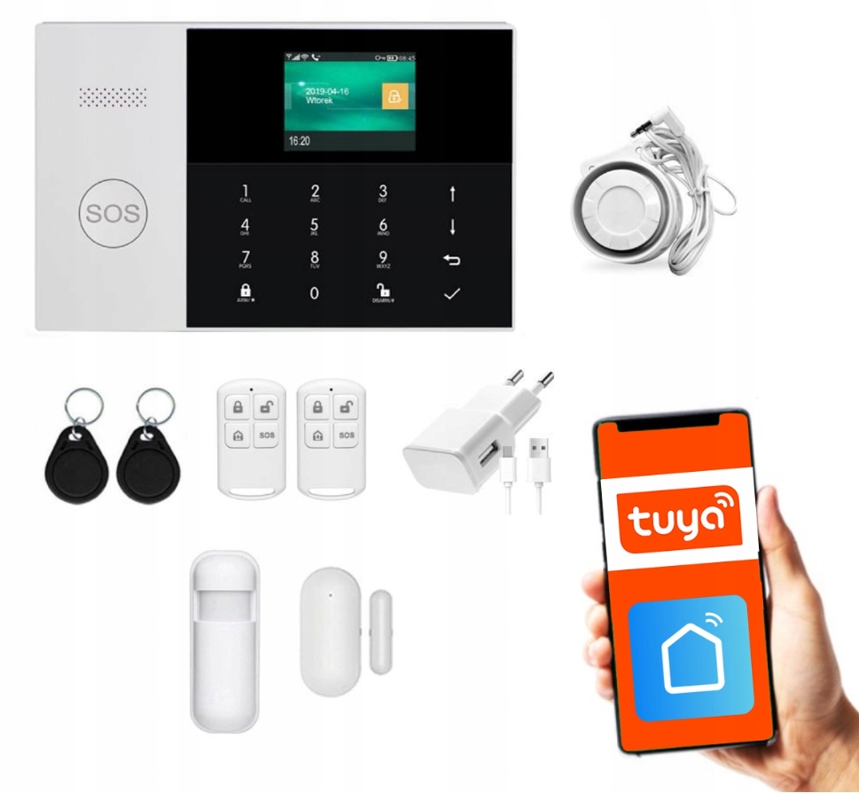 Bezdrátový alarm Gsm WiFi s aplikací Tuya, sada, Kostor SAD002