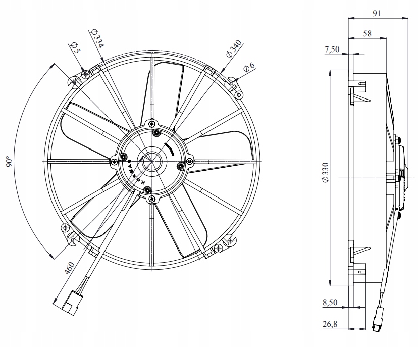 Wentylator Osiowy 12V 305mm/12' typ spal VA01-AP70 Numer katalogowy części 5 702 312 120 002