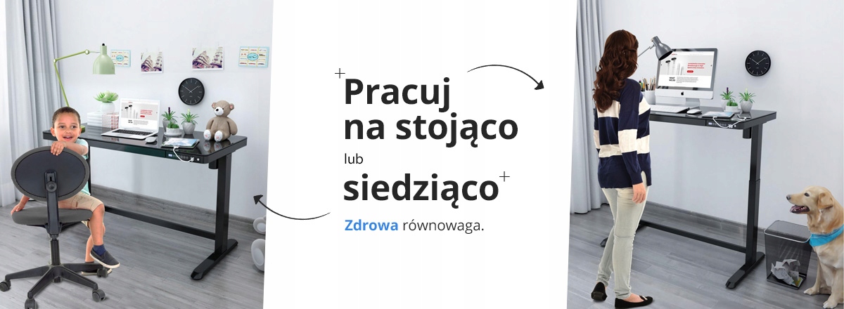 Nowoczesne biurko elektryczna regulacja wysokości Kolor blatu czarny