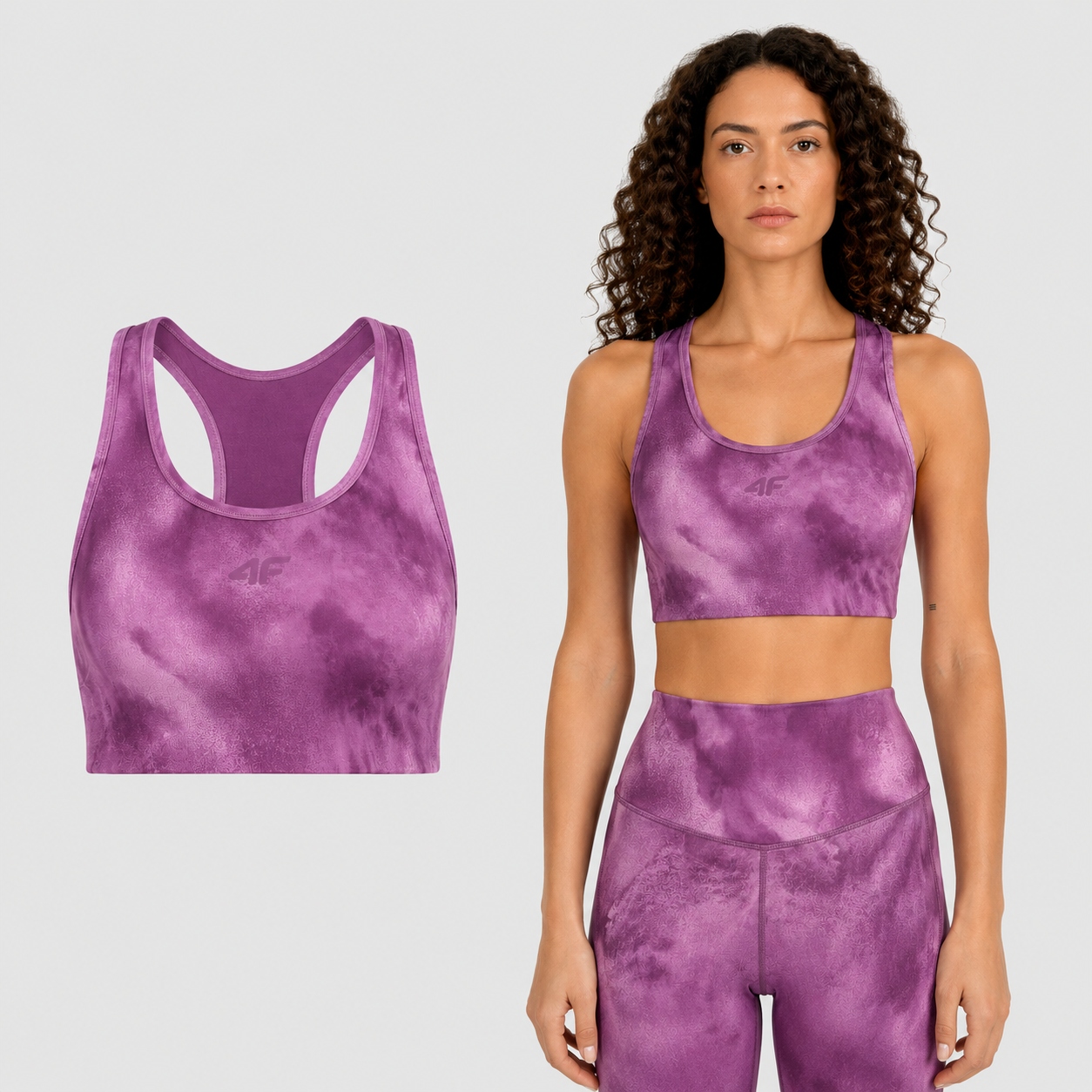 Biustonosz Sportowy Damski Regulowany Ciemnofioletowy Treningowy S 4F AW26