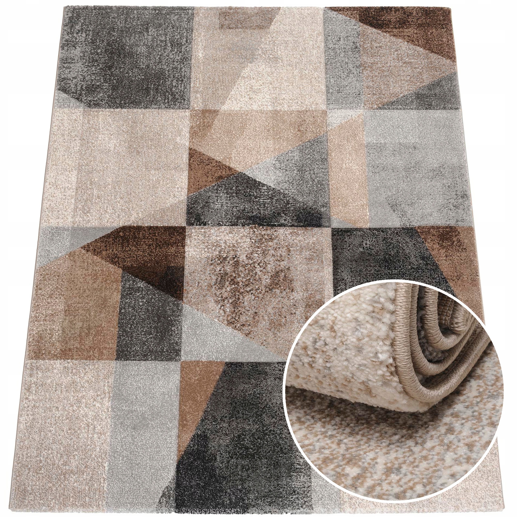

Dywan Premium patchwork fryz 80x140cm beżowy szary