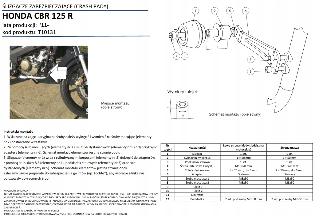 CRASH PADS RENNER HONDA CBR 125 R 2X бесплатно