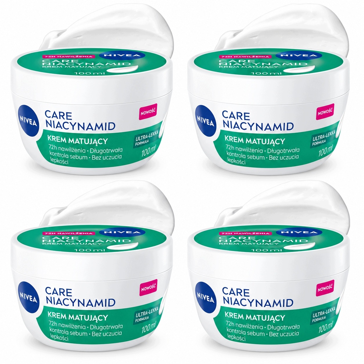 Nivea Care Niacynamid Lekki Matujący Krem do twarzy nawilżający 100ml x4