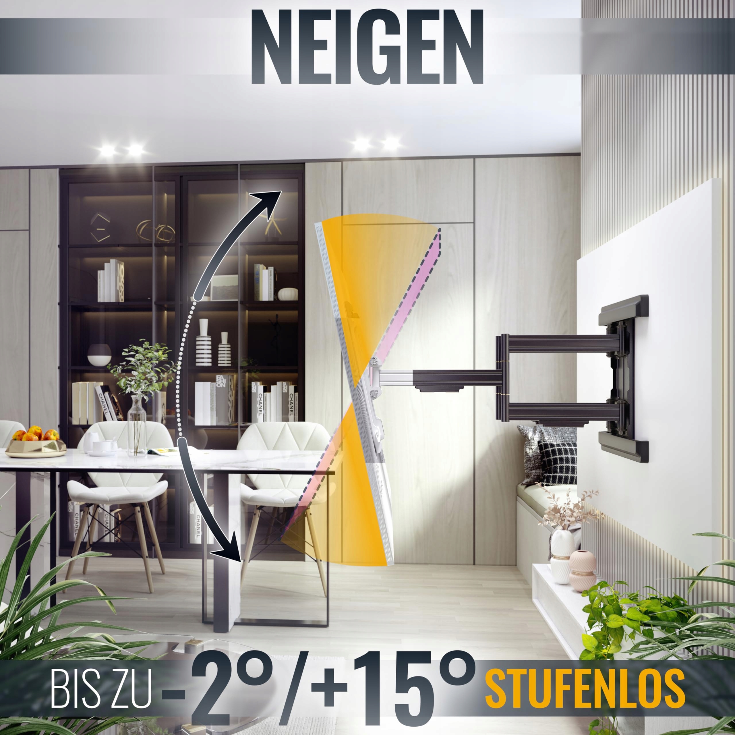 RICOO Uchwyt TV Ścienny Obrotowy 65-110 Cal 70kg VESA 600x400 Wersja 2 — miniatura 3