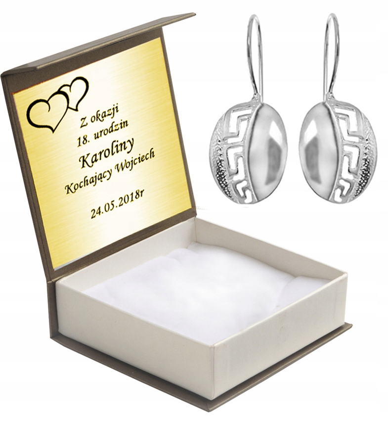 

Piękne Kolczyki Srebrne Z Greckim Wzorem + Grawer