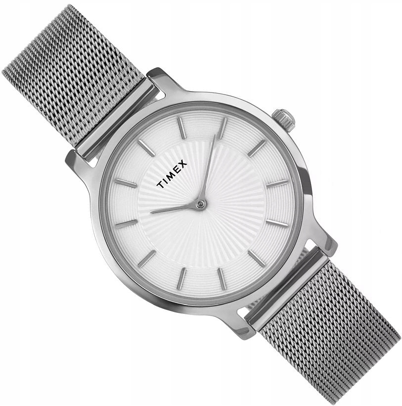 Elegantní A Módní Dámské Hodinky Timex TW2Y10200 Bílo-stříbrné Mesh Ø34 mm