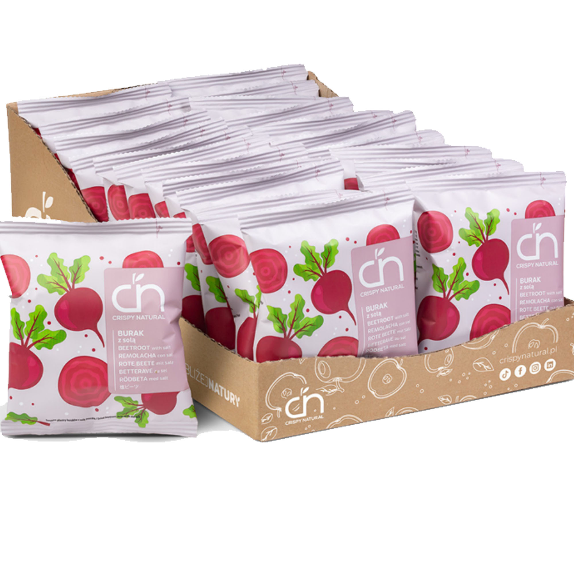 Crispy Natural Burak czerwony suszony z solą morską 18g nr01 x24