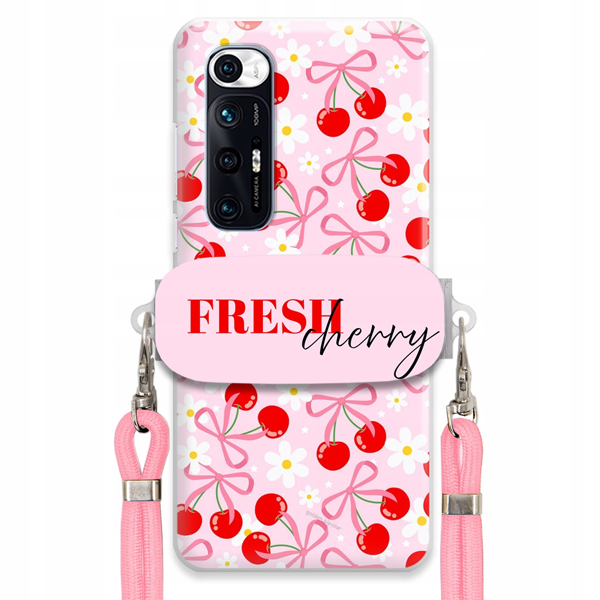 Puzdro pre Xiaomi Mi 10s Case Držiak na šnúrku Ružový Fresh Cherry Kokardy