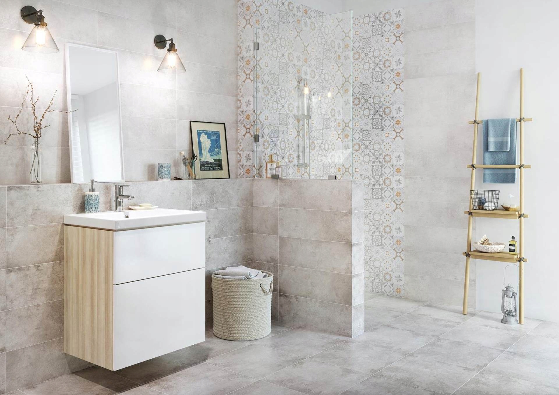 GRES 42X42 CONCRETE STYLE MULTIKOLOR CERSANIT Grubość 8.5 mm