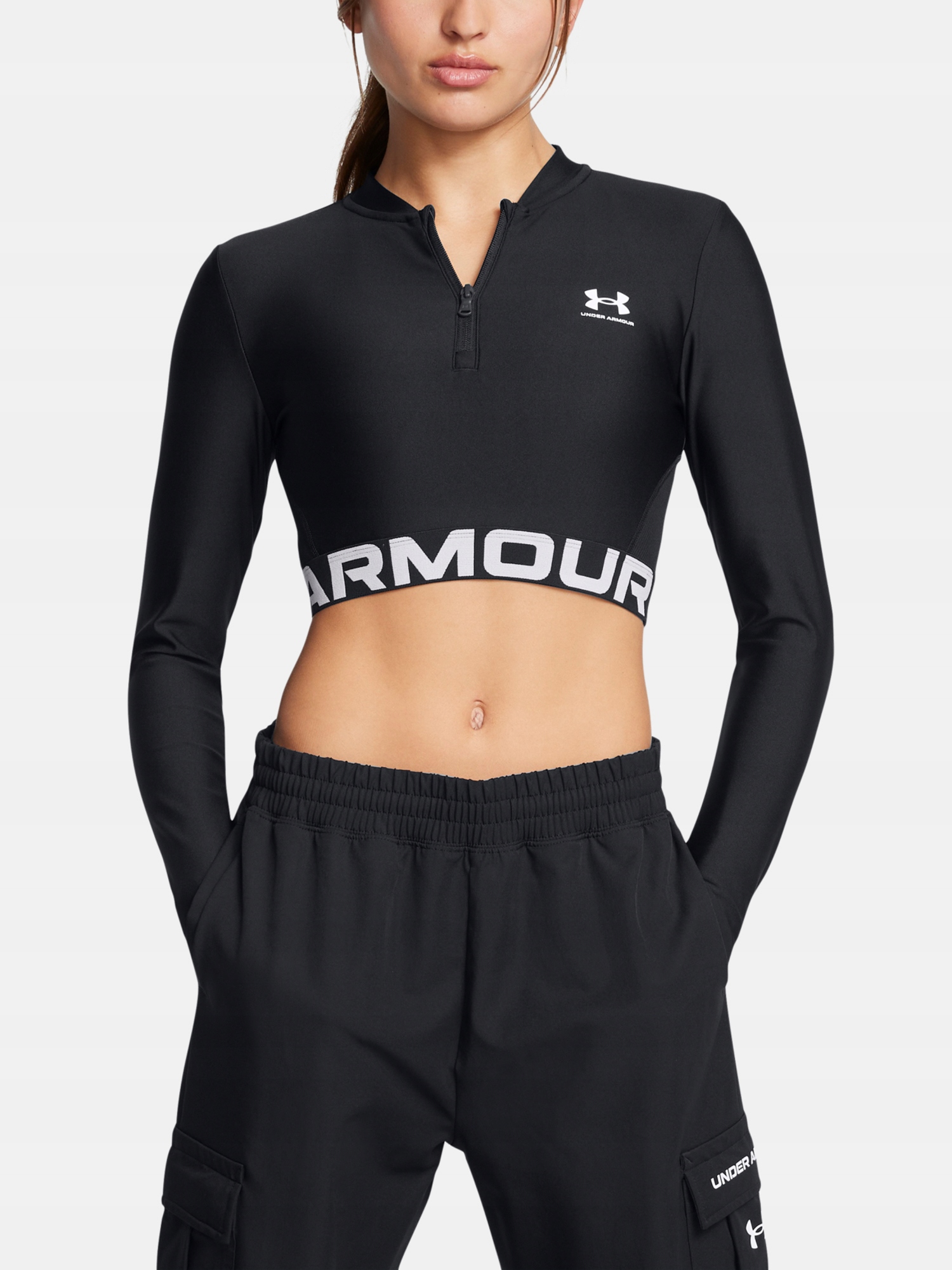 Under Armour Dámské tričko HeatGear Rib 1/4 Zip Ls černá