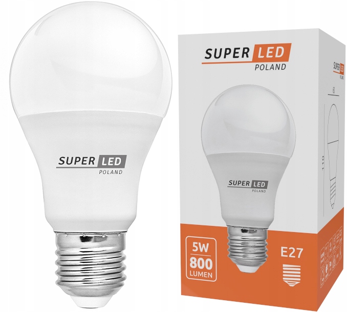 Żarówka LED E27 5W 800lm = 80W CCD More Lumens SuperLED biała zimna