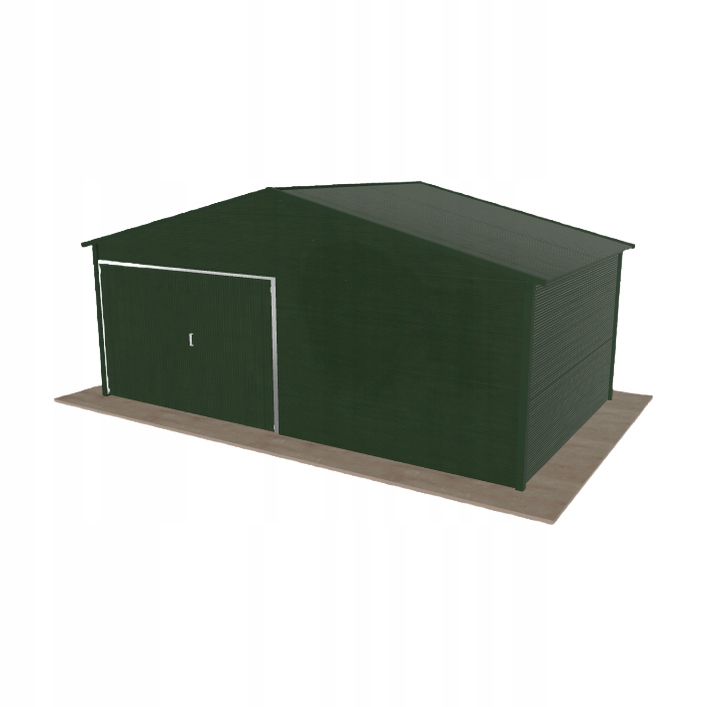 Plechová garáž 6x3.5 m jednopolohová, dvouspádová, zelená