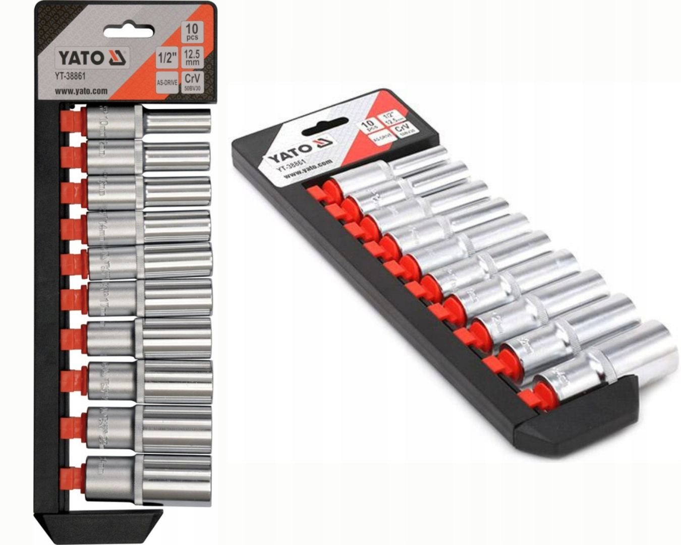 ZESTAW KOMPLET DŁUGICH NASADEK 10 ELEMENTÓW 1/2'' 10-24MM YATO