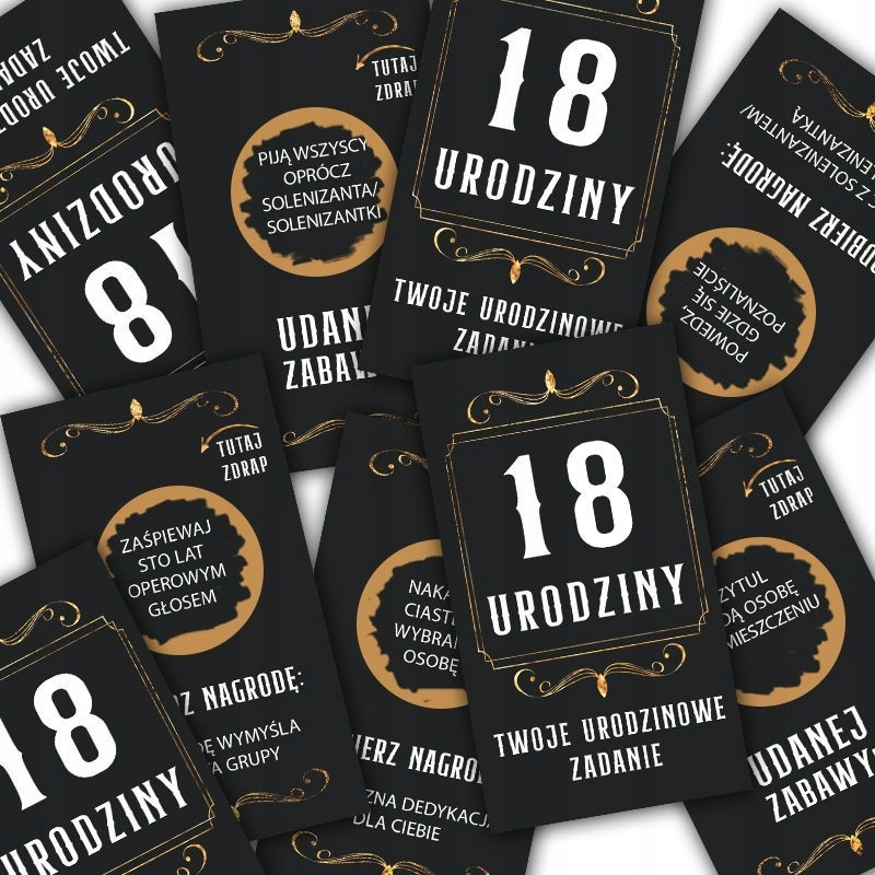 

Zdrapki na 18 urodziny zadania dla gości 20szt