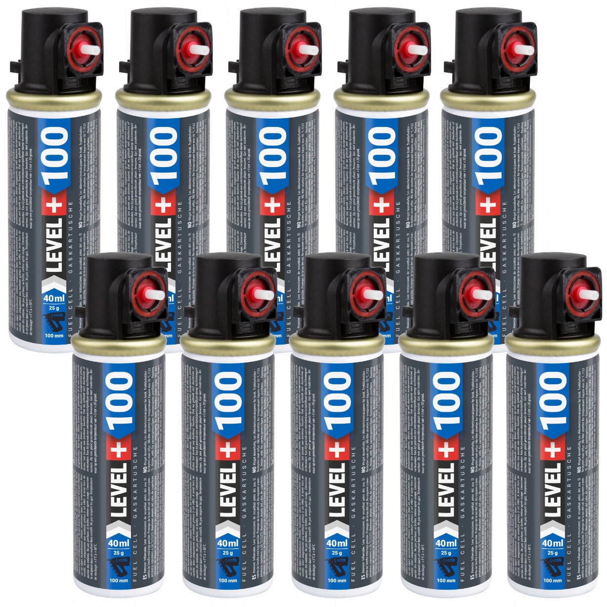 Plyn LEVEL+100 pro plynové hřebíkovačky 100 mm 40 ml 25 g 10 Ks