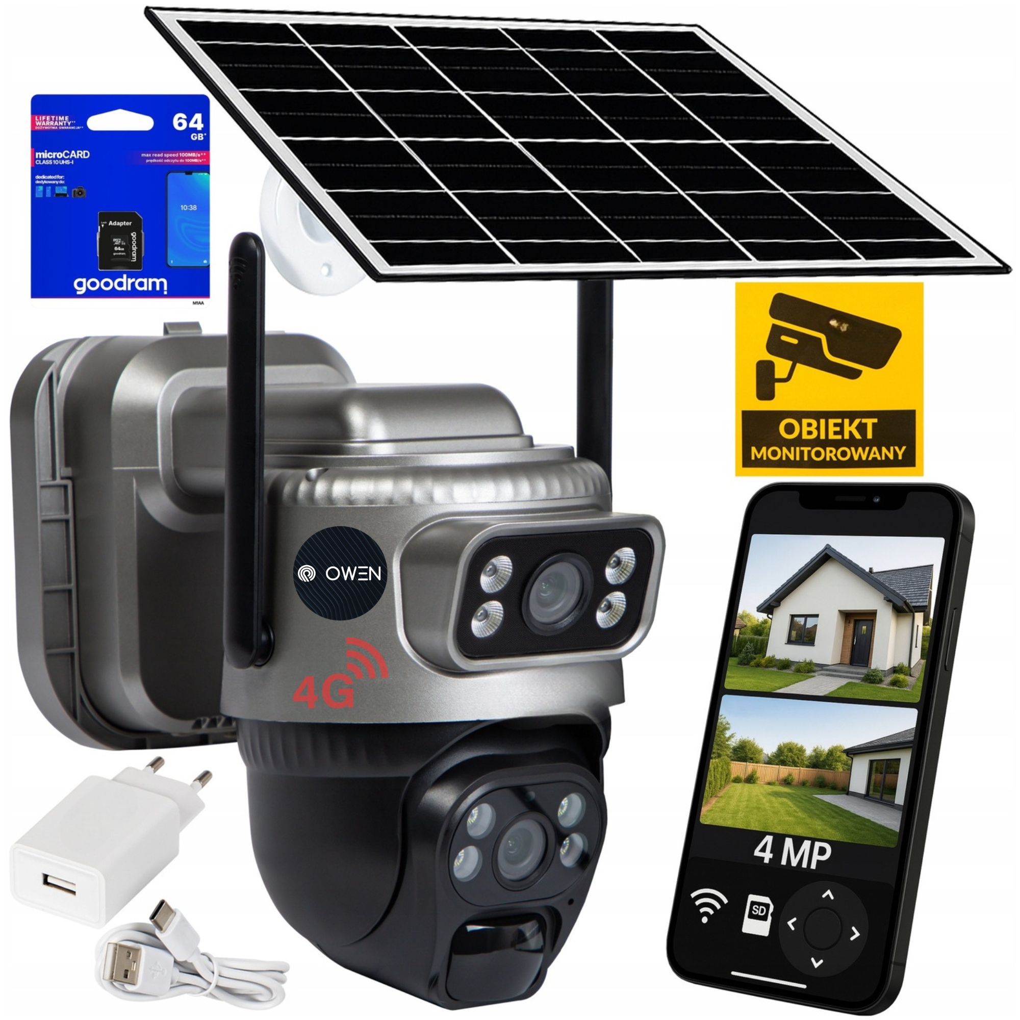 Solární 4G Venkovní Kamera 4K Typ-c Dva 8MPx Objektivy Na Sim Kartu Lte