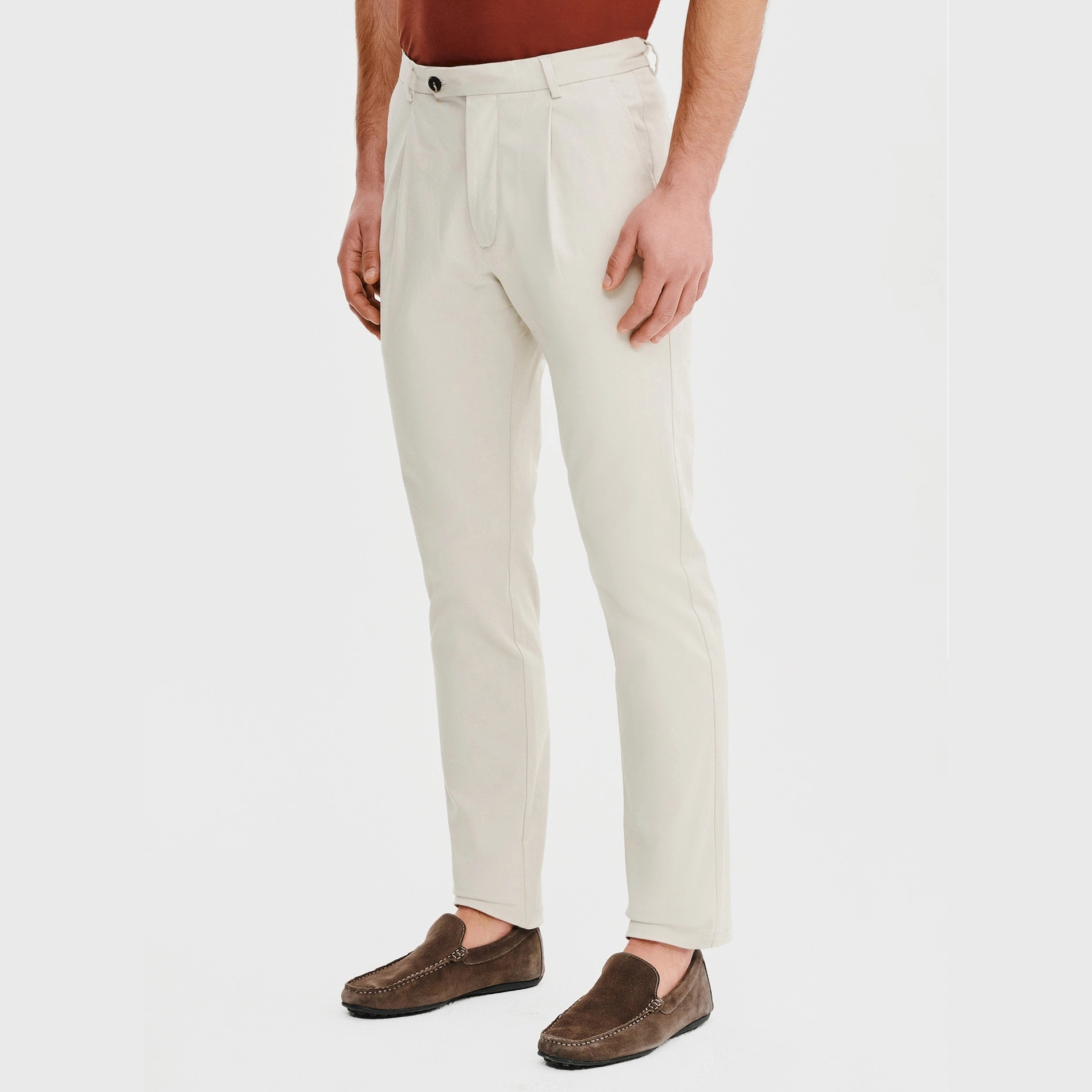 Elegantní pánské kalhoty v barvě ecru Pako Lorente vel L32 W36