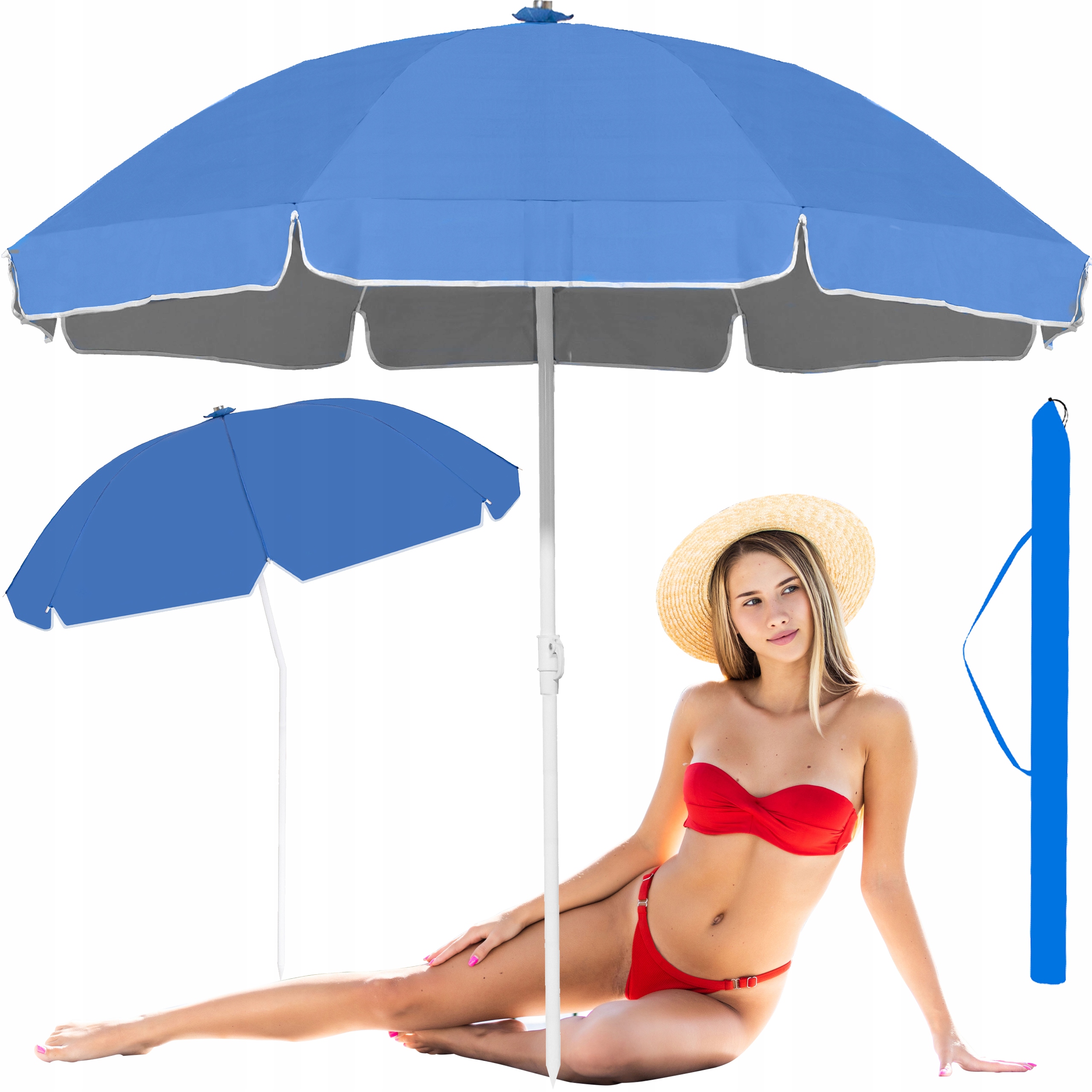 

Parasol Plażowy Łamany Składany Ogrodowy 2m 200 Uv