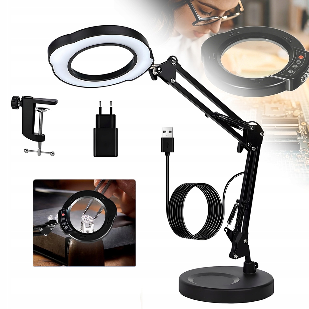 Lupa Se Světlem A Stojanem, Stolní Lampa, Lampa S Led Lupou Do Domácnosti