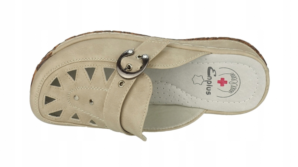 KLAPKI DAMSKIE MEDYCZNE ZDROWOTNE BEŻ 0038-6 *38 Wzór dominujący inny wzór