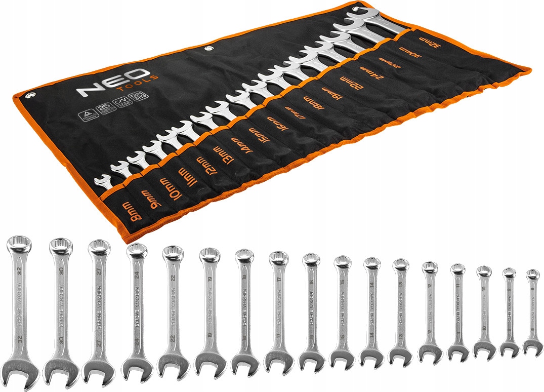 Neo Očkoploché Kľúče 8-32 MM, Sada 17 Ks 09-753 Neo Tools