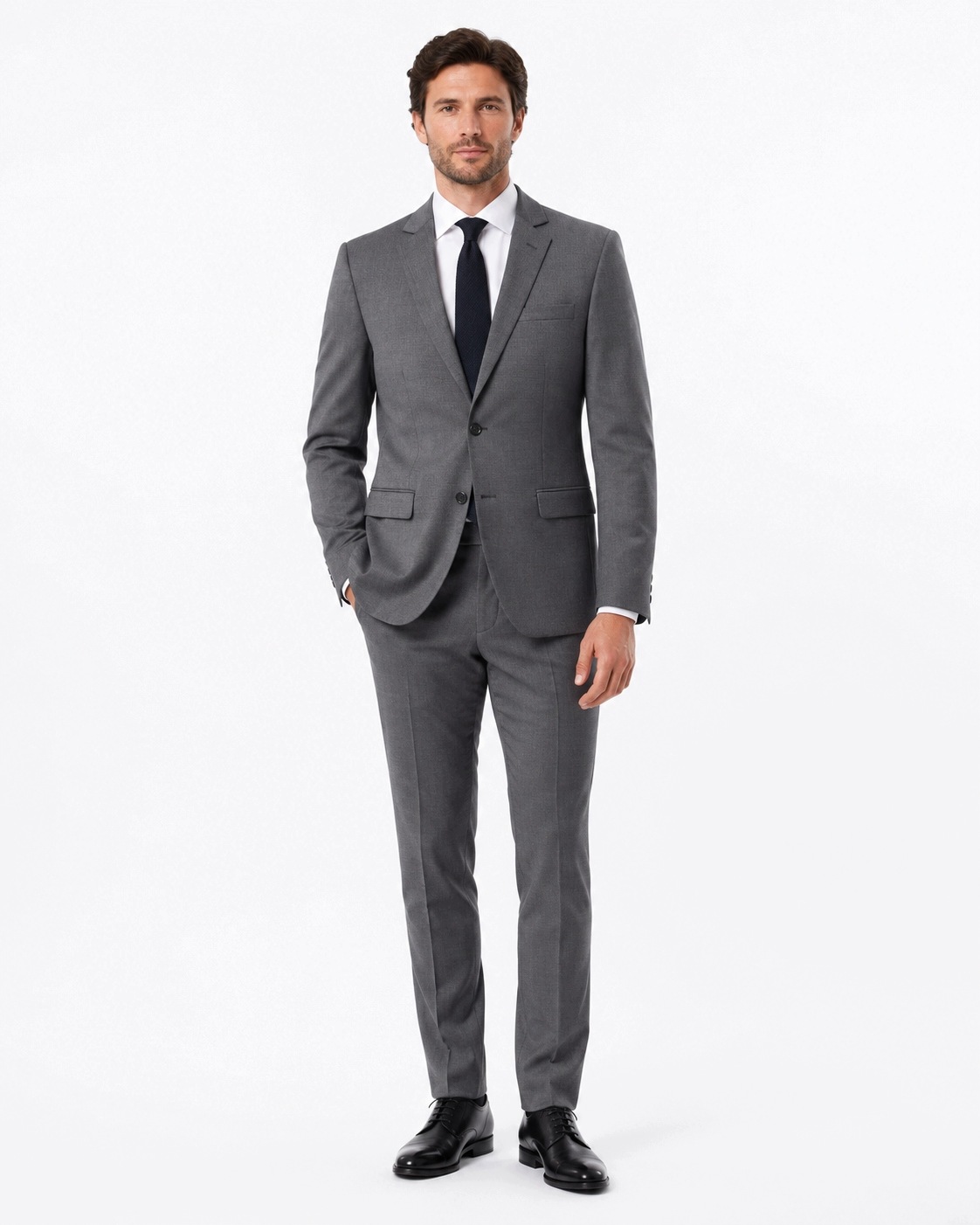 Pánský Elegantní Šedý Klasický Slim Fit Oblek 46/182