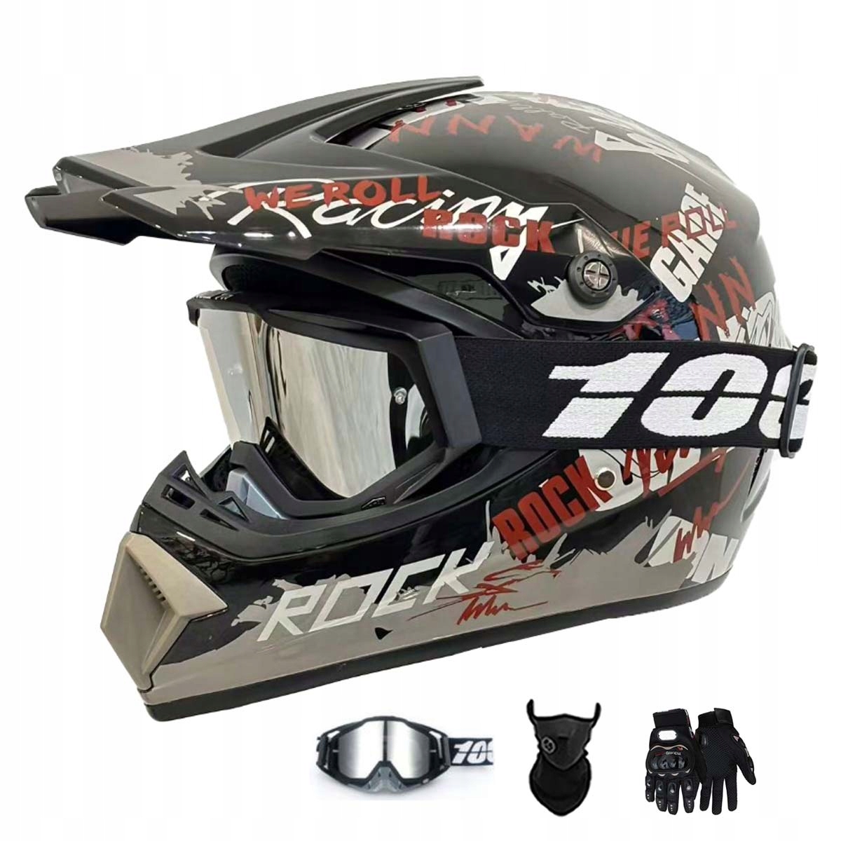 Motocyklová Přilba Lehká Enduro Quada Brýle Rukavice Maska S