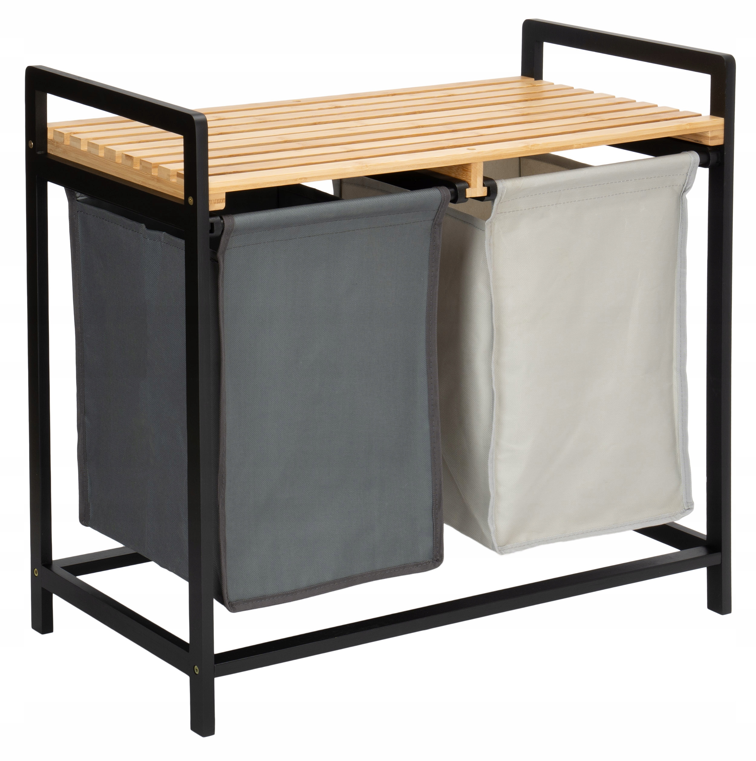 Dřevěný Koš Na Prádlo, Dvoukomorový, Bambusový, S Policí, Velký Loft