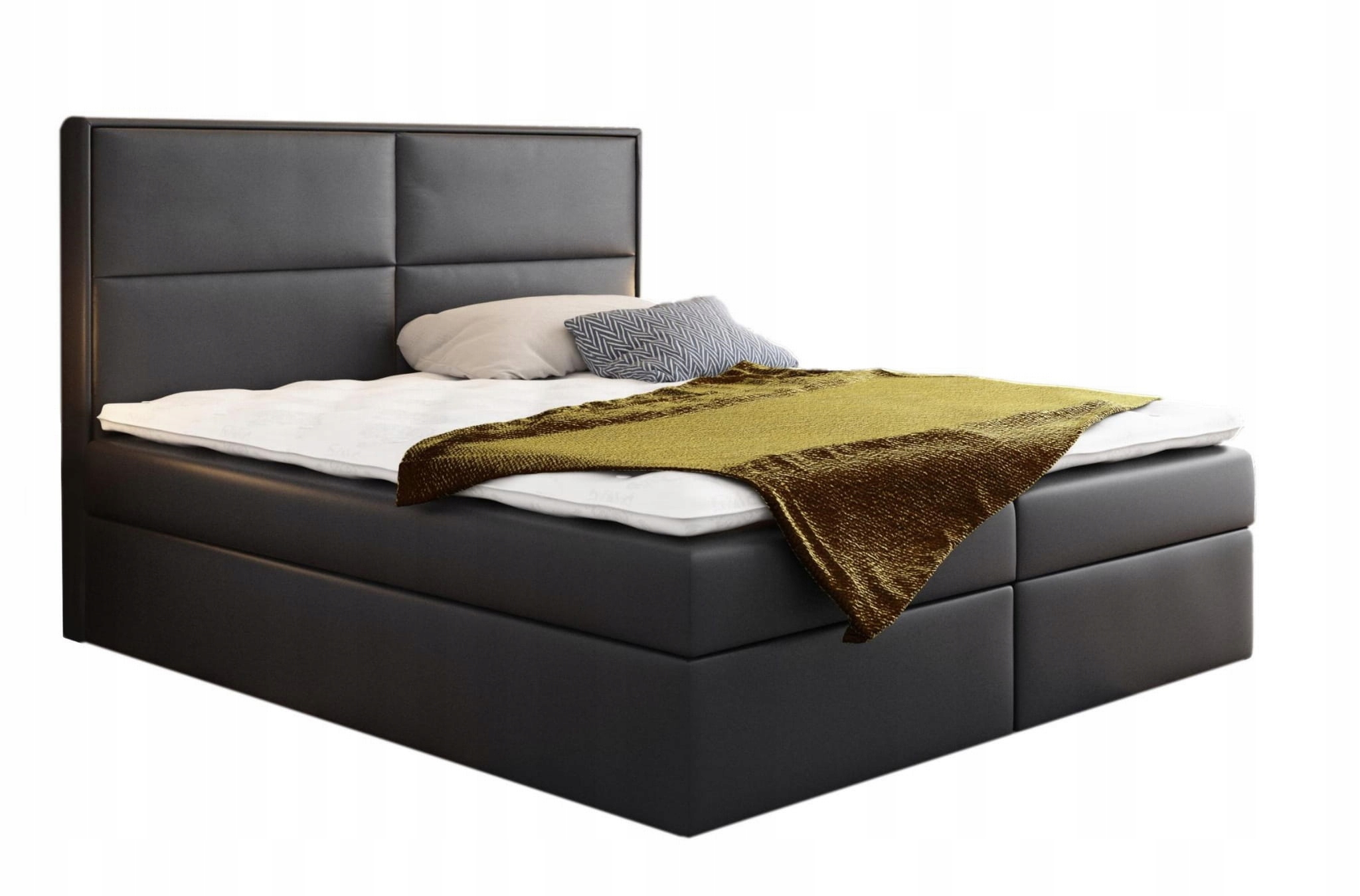 Kontinentální postel 200 x 200 cm s úložným prostorem a matrací, mix vzorů Guarda